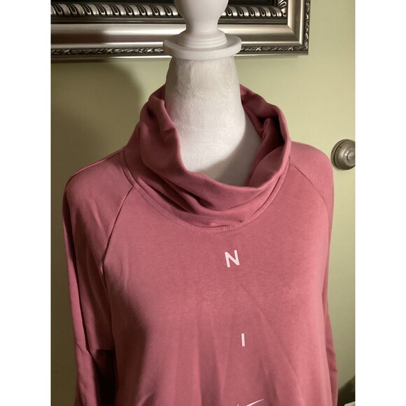 Nike Women's Get Fit Funnel-Neck Pink Pullover Sweatshirt (CU5659-614) Size S - Picture 3 of 10